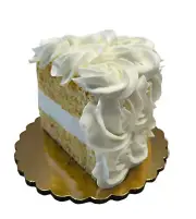 DEZICAKES Fake Cake Slice Wedding Piece Artificial Food Fake Ivory Rosette Cake