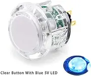 (8PCS 30MM clear button with blue LED) Original Qanba Illuminated Push Button 30mm Qanba Sanp In LED Buttons for Arcade Machine DIY Cabinet Machine JAMMA