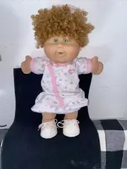 Cabbage Patch Kids 2004 Baby Girl Doll 14.5” Tall Red Curly Hair/Green Eyes EUC