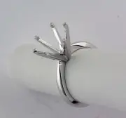 5CT Solitaire Ring Mounting 14k Solid White Gold New