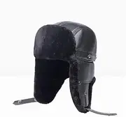 [FEATUR] Winter Aviator Pilot Cap,Winter Siamese Windproof hat, hat with Ear Flaps, Man Bomber Hat Male Winter Hats Adult Russian Hat Warm Snow Ski Cap (Color : A, Size : One Size)