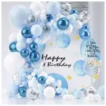 夢幻藍 生日 派對 藍色 氣球 主題 DIY 場地佈置 背景牆 週歲 男寶 慶生