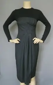 **Max Mara Midi Gray Wool Striped Dress Size 2 MSRP $1,165 Italy