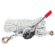 3/4 Ton Rope Puller, Come Along Winch with 100ft of 0.6" Dia. Rope, 2 Hooks -...