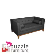 Calvin 2 Seater in Onyx Grey Fabric lowline Contemporary Sofa