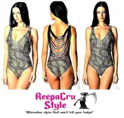 B11 BNWT Black/Gold Chained Print Popular One Teaspoon Aussie Teen Sexy Swimwear