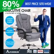 ALFORDSON Office Chair Gaming Executive Computer Racer Footrest Fabric Grey