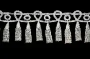 Unotrim 1.75" White Tassel Pattern Venice Lace Trim Fringe Guipure By Yard