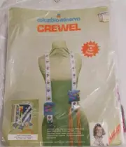 Crewel Needlework Chatelaine Measuring Tape Sewing Kit Flowers Columbia Minerva