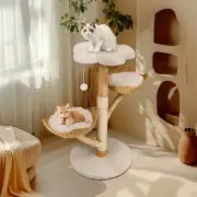 Modern Cat Furniture Climbing Tree Solid Wood Activity Center with Scratching Po