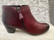 ECCO RED LEATHER BORDEAUX ZIPPER ANKLE BOOTS****SIZE 37 EU/6-6.5 US****NEW**$179
