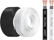 0.3mm²-2.5mm² Gauge 2 Conductor Wire, 30FT-300FT Length Optional PVC Sheathed Stranded Low Voltage Cable Flat Wire Pure Copper Hookup Wire Flexible Extension Cable(0.75 mm²,100ft)