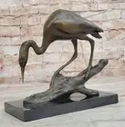 Real Bronze Art Stork Egret Crane Heron Statue FIgurine Sculpture Milo Figurine