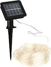 BRILONER LED Strip Solar 10 Metres, Warm White Light, Spot-Proof Solar Fairy Lights Outdoor, LED Strip with 2 Light Modes, LED Tube Outdoor, LED Strip Solar, White