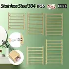 ACA Electric Heated Towel Rail Rack Warmer Clothes Dryer Square SUS Brushed Gold