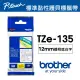 【brother】TZe-135 原廠護貝標籤帶(12mm 透明底白字)