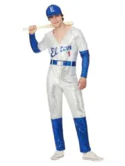 Elton John Deluxe Sequin Baseball Costume Men 70's Rockstar Jumpsuit Outfit