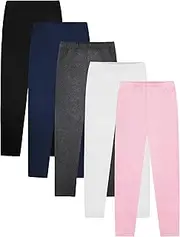 [VOGRYE] 5 Pack Girls Leggings Thick Cotton Leggings for Girls Kids Full Length Girls Pants Stretchy