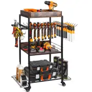 Power Tool Organizer Garage Storage Shelving Tool Holder Rolling Cart Drill Rack