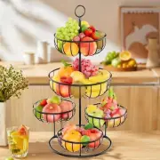 5 Tiered Wire Basket Stand Countertop Vegetable Bowl for Snack Storage Table