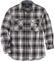 Carhartt Men Rugged Flex Relaxed Fit Lightweight LS Plaid Shirt ASPHALT 2XL TALL
