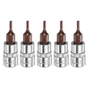 5pcs H2 Hex Bit Socket 1/4" Square Drive Metric Extension Impact Bit, Red