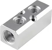 LDEXIN 2 Way Pneumatic Manifold Air Distribution Block, Compressed Air Manifold Pneumatic Block, Air Coupler Fast Connector for Pneumatic Air Compressor, Silver