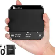 carrottimes Rechargeable Mini Coffee Scale with Timer, 2kg/0.1g Precision Espresso Scale, Portable Digital Coffee Scale w/ 4 Modes for Espresso and Pour-Over Coffee (Black)