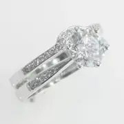 3 CT Diamond Engagement Ring Set Round G/SI1 14K White Gold Size Selectable