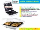 TIFFANY 4 SLICE SANDWICH MAKER PRESS GRILL JAFFLE IRON TOASTER NON STICK PLATES