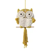 Wall Hanging Decor, Geometric Woven Tapestry Rack,Chic Cotton Handmade Bohemian Art（YELLOW OWL）