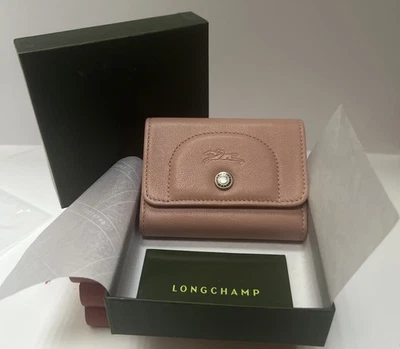 LONGCHAMP Le Pliage Credit Card Leather Holder Case Wallet Pink D43