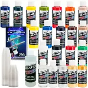 20 Createx Colors Airbrush Paint Kit, Cleaner, Mix Cups, Hobby & Art & Crafts