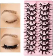 Lashes Natural Look - Lashes Wispy False Eyelashes,10-Pairs Faux Lashes Wispy Lashes Pack Dramatic Long Thick Volume Fake Eye