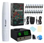 White Two Stoke Length Mast Magi Makeup Rotary Tattoo Machine Pen LCD Power