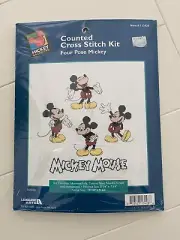 Leisure Arts Disney FOUR POSE MICKEY Counted Cross Stitch #113428 8-1/4”x7-3/4”