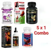 5 COMBO VITAMINS FOR ROOSTER/GALLOS DEPUROX SUPERTONIC NITROX GALLOBIOTIC ENER-
