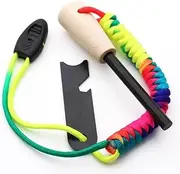 Fire Starter - 8MM Thick Ferro Rod with Striker and Paracord Wrist Lanyard – Waterproof Flint Fire Steel Survival Lighter for Your Camping, Hiking and Backpacking Gear
