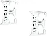 [JewelryWeb] 14k Solid Yellow Gold CZ Simulated Diamond Large Letter Name Personalized Monogram Initial Earrings Stud Earring for Women in Choice of Initials