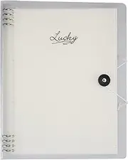 CALLYSONIC Notebook A4 with 8 Rings, Round Ring Binder Notebooks with Elastic Closure, Checked Pattern, Removable, A4 Notebook Lined, Transparent Cover, 120 Pages, 245 x 310 mm (White)