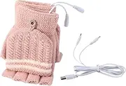 [Generic] Winter Gloves Heated | Full & Half Fingers Warm Gloves USB Heated Mitten | Portable Hand Warmer Laptop Gloves Mittens for Riding, Running, Skiing