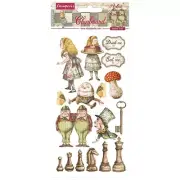 Stamperia ALICE THROUGH THE LOOKING GLASS, 6" X 12" ADHESIVE CHIPBOARD 17 piece