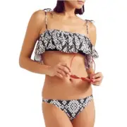 NWT $205 Tory Burch Tapestry Sz M Flounce Bikini Top & Sz L Low Rise Bottom