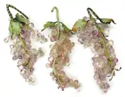 3 NOS MCM Vintage Grape 12" Cluster w Leaves Clear Plastic Acrylic Faceted Beads