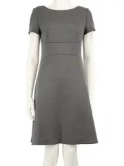 Grey Wool Knit Knee Length Dress