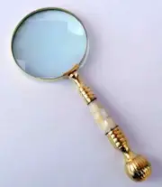 Magnifier For Map Reading Vintage Style Brass & Mother Of Pearl Magnifying Glass