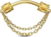 [Jewseen] F136 Titanium Septum Rings 16g Internally Threaded Septum Jewelry Gold Septum Piercing Chain Helix Piercing Jewelry for Women, Titanium, cubic zirconia