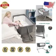 Elegant Baby Bassinet Bedside Sleeper with Mesh Sides – Adjustable & Portable
