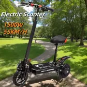 Foldable Off Road Electric Scooter 1500W 55KM/H 40km 10" Tyre E-Bike with Seat