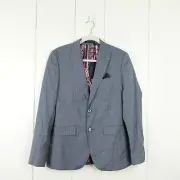 Ted Baker Debonair Stripe Wool Suit Jacket 2 Button Mens SZ 38R Gray Fashion Fit